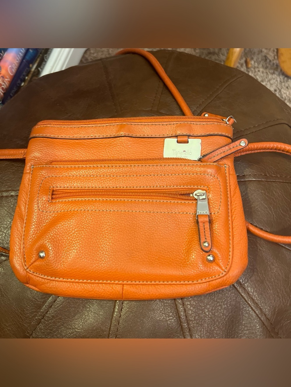 Tiganello Orange Crossbody Leather Bag